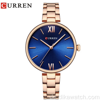 CURREN 9017 Neue Damenuhren Luxusmarke Uhr Rose Gold Damen Quarzuhr Kreative Holzmuster Zifferblatt Mode Armbanduhr Hot